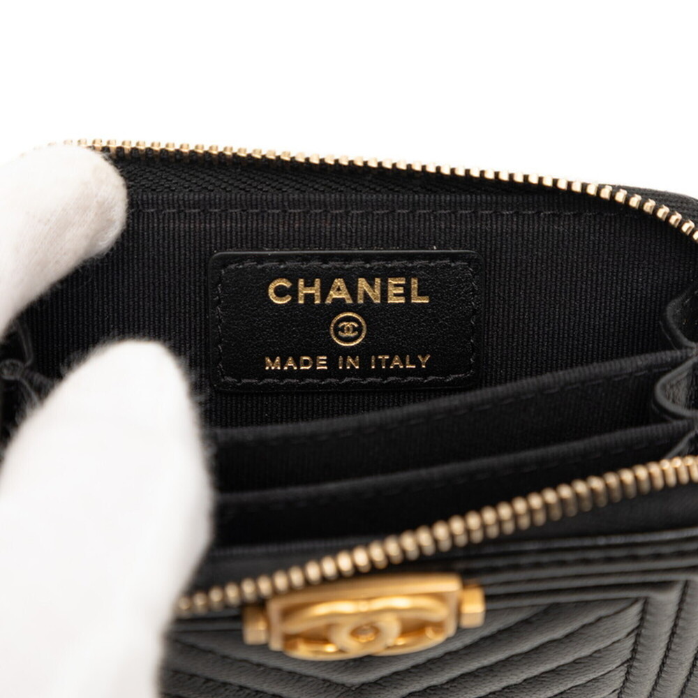 CHANEL Authentic Black Leather Logo Wallet - Picture 5 of 6